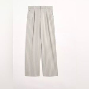 LOFT Gray Pinstripe Wide Leg Pants